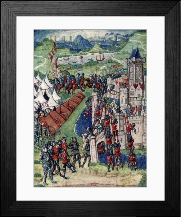 Framed Print : Army besieging a walled city, c1487. Creator: Unknown Framed Print : Army besieging a walled city, c1487. Creator: Unknown