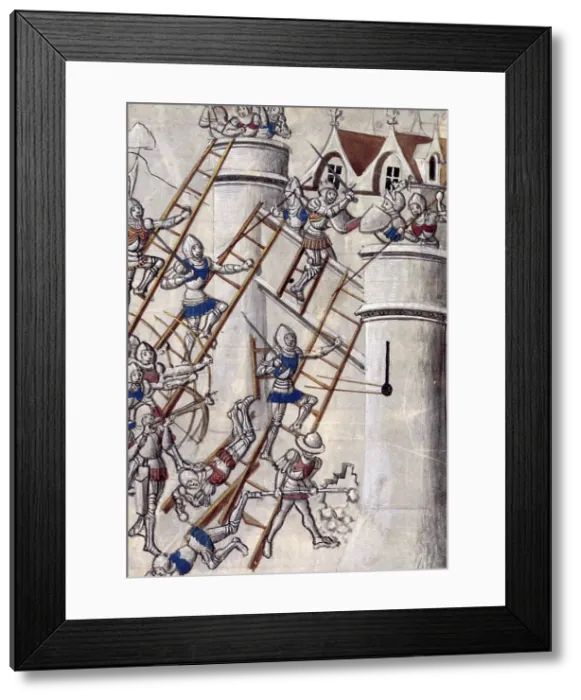 Framed Print : Storming a castle by escalade, c1470. Creator: Unknown Framed Print : Storming a castle by escalade, c1470. Creator: Unknown