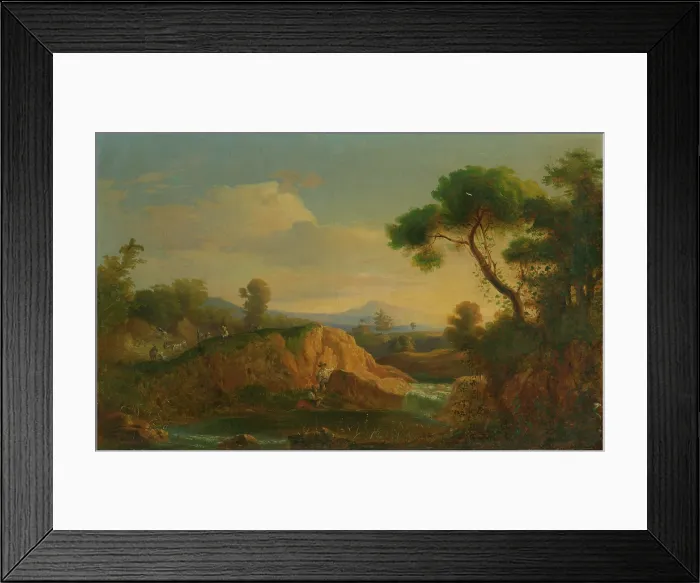 Framed Print : Idyllic landscape with lake, 1845-1855. Creator: Unknown Framed Print : Idyllic landscape with lake, 1845-1855. Creator: Unknown