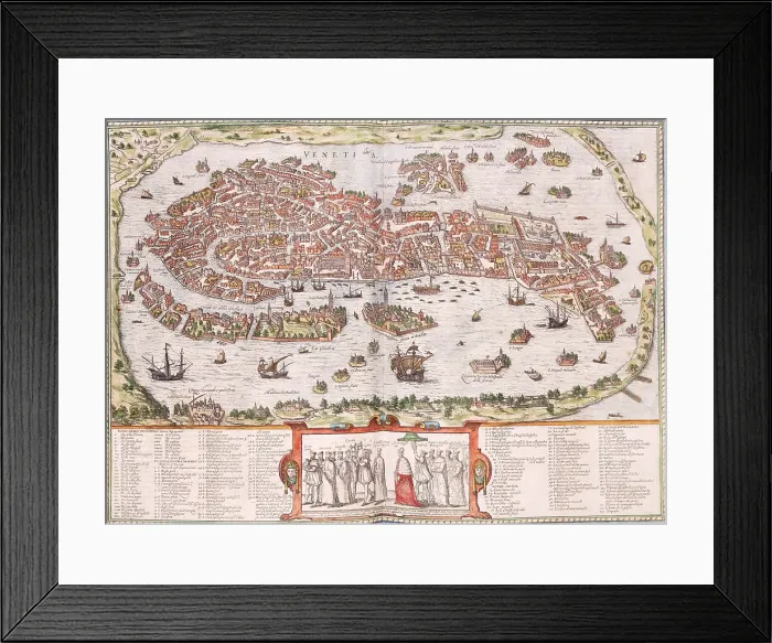 Framed Print : Medieval map of Venice, Italy, c1580. Creator: Unknown Framed Print : Medieval map of Venice, Italy, c1580. Creator: Unknown