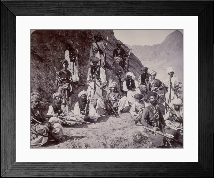 Framed Print : Khan of Lalpura and followers, Afghanistan, 1878. Creator: John Burke Framed Print : Khan of Lalpura and followers, Afghanistan, 1878. Creator: John Burke