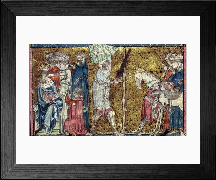 Framed Print : Training for knighthood and military service, 13th-14th century. Creator: Unknown Framed Print : Training for knighthood and military service, 13th-14th century. Creator: Unknown