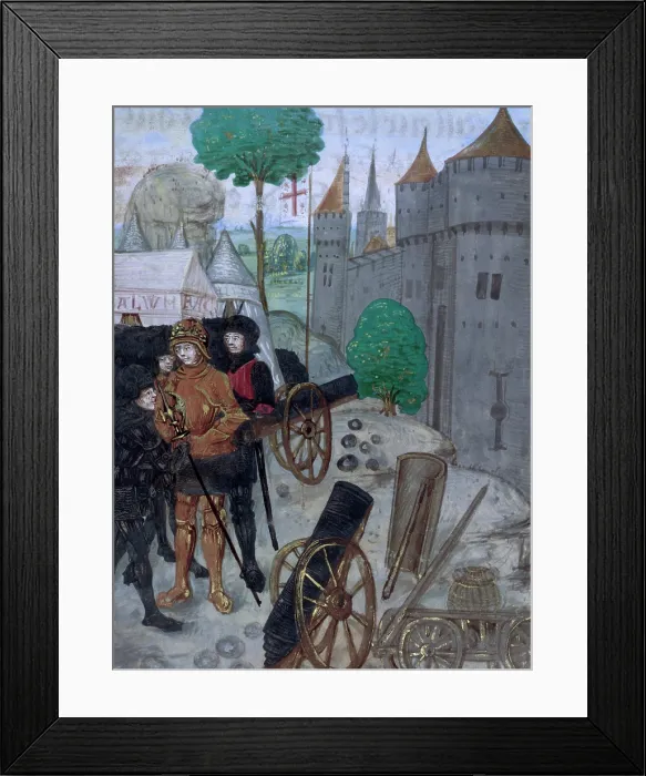 Framed Print : Cannon and equipment, late 15th century. Creator: Unknown Framed Print : Cannon and equipment, late 15th century. Creator: Unknown