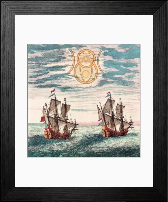 Framed Print : Two Dutch ships at sea, 17th century. Creator: Unknown
