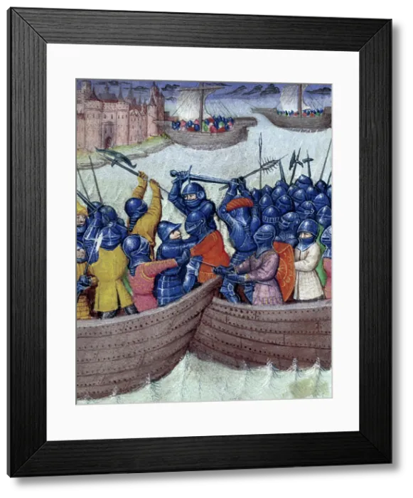 Framed Print : Sea battle, 15th century. Creator: Unknown Framed Print : Sea battle, 15th century. Creator: Unknown