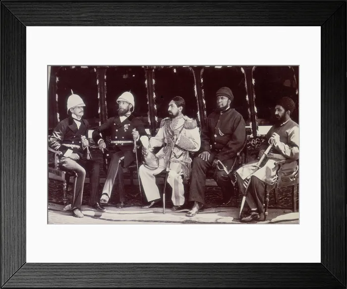 Framed Print : The Amir of Afghanistan with officials, Gandamak, Afghanistan, May 1879. Creator: John Burke Framed Print : The Amir of Afghanistan with officials, Gandamak, Afghanistan, May 1879. Creator: John Burke