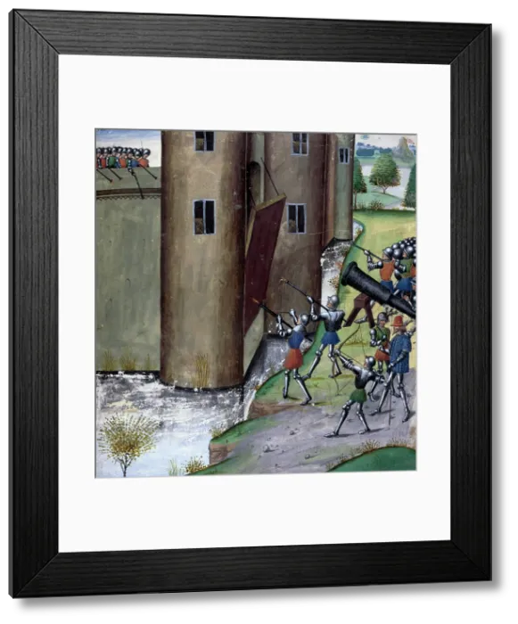 Framed Print : Handguns in use at a siege, c1470. Creator: Unknown Framed Print : Handguns in use at a siege, c1470. Creator: Unknown