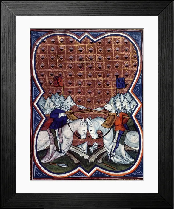 Framed Print : Knights charging, end of the 14th century. Creator: Unknown Framed Print : Knights charging, end of the 14th century. Creator: Unknown