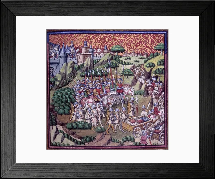 Framed Print : The army of the King of Sicily, riding away from a city, c1500. Creator: Unknown Framed Print : The army of the King of Sicily, riding away from a city, c1500. Creator: Unknown