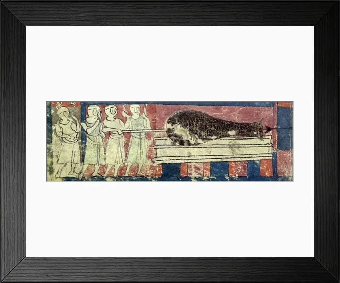 Framed Print : Firing the earliest known cannon, c1326. Creator: Unknown Framed Print : Firing the earliest known cannon, c1326. Creator: Unknown