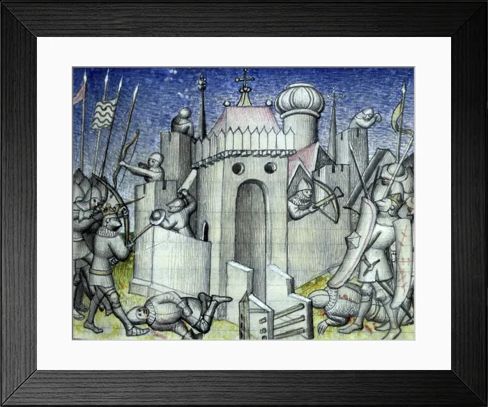 Framed Print : Besieging a castle, c1400. Creator: Unknown Framed Print : Besieging a castle, c1400. Creator: Unknown