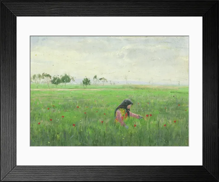 Framed Print : Woman in a Meadow, around 1900. Creator: Karol Miloslav Lehotsky Framed Print : Woman in a Meadow, around 1900. Creator: Karol Miloslav Lehotsky