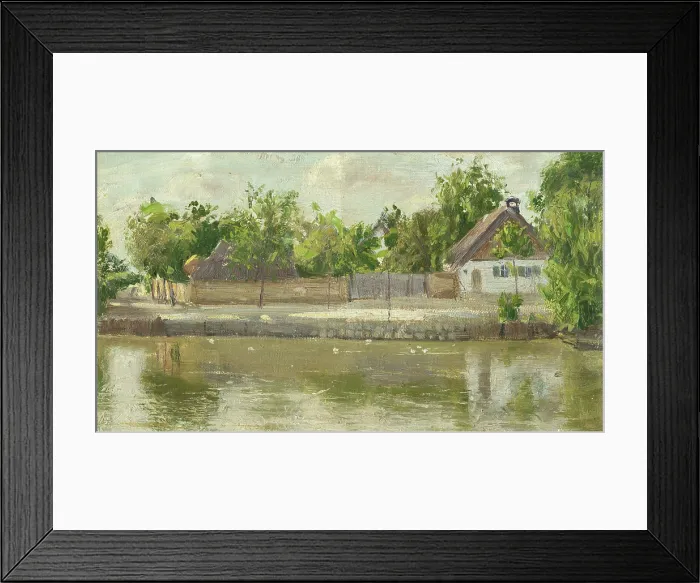 Framed Print : Village by a river, c1900. Creator: Karol Miloslav Lehotsky Framed Print : Village by a river, c1900. Creator: Karol Miloslav Lehotsky