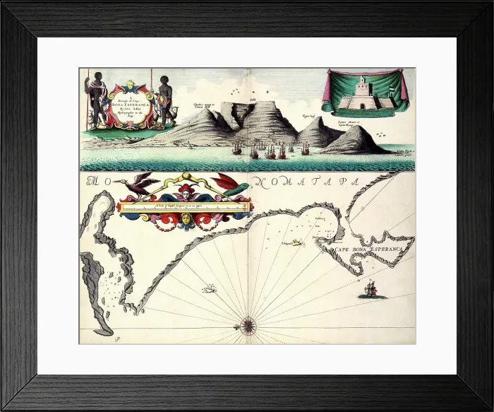 Framed Print : A Draught of Cape Bona Esperanca by Iohn Seller Hydrographer to the King, c1700. Creator: John Seller Framed Print : A Draught of Cape Bona Esperanca by Iohn Seller Hydrographer to the King, c1700. Creator: John Seller