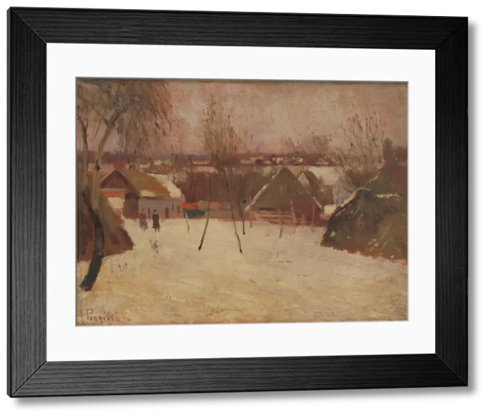 Framed Print : Village in Winter, 1920-1930. Creator: Karol Pongracz Framed Print : Village in Winter, 1920-1930. Creator: Karol Pongracz