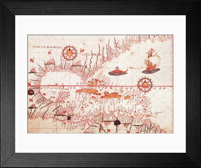 Framed Print : Map of the Caribbean, c1578. Creator: Joan Martines Framed Print : Map of the Caribbean, c1578. Creator: Joan Martines