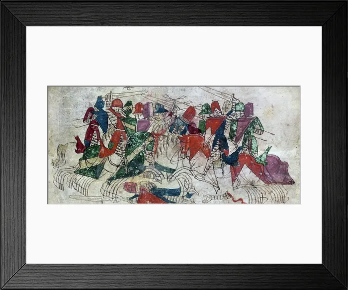 Framed Print : An early tournament, c1275-1325. Creator: Unknown Framed Print : An early tournament, c1275-1325. Creator: Unknown
