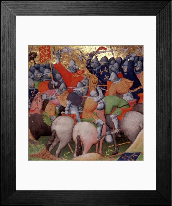 Framed Print : Battle of Crecy, between the English and the French, in 1346, (1415). Creator: Workshop of the Boucicaut Master Framed Print : Battle of Crecy, between the English and the French, in 1346, (1415). Creator: Workshop of the Boucicaut Master