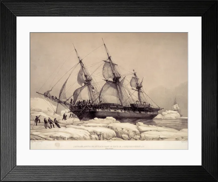 Framed Print : The Astolabe caught in ice on its voyage of exploration to the Pacific Islands, Feb 1838. Creator: Auguste Etienne Francois Mayer Framed Print : The Astolabe caught in ice on its voyage of exploration to the Pacific Islands, Feb 1838. Creator: Auguste Etienne Francois Mayer