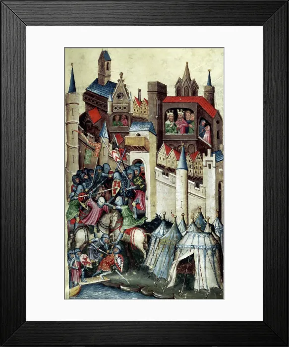Framed Print : Encampment of the Greeks, and battle outside Troy, 15th century. Creator: Unknown