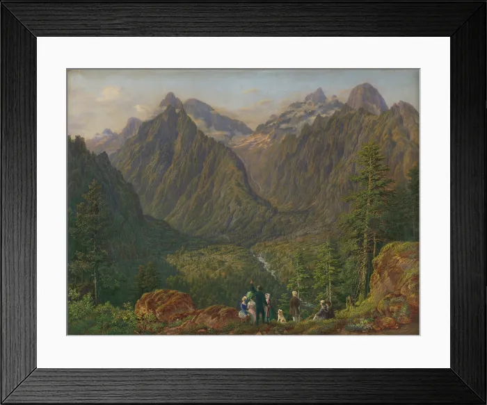 Framed Print : Landscape in the Tatras with figures, 1851. Creator: Karol Augustus Tibely Framed Print : Landscape in the Tatras with figures, 1851. Creator: Karol Augustus Tibely