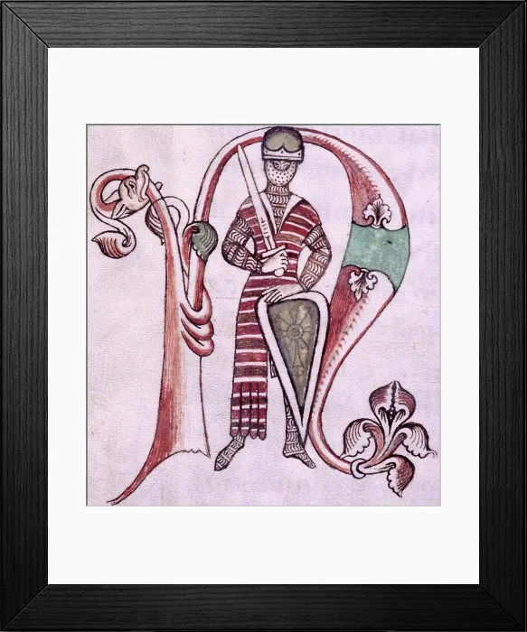 Framed Print : Knight with sword and shield, 12th-13th century. Creator: Unknown Framed Print : Knight with sword and shield, 12th-13th century. Creator: Unknown