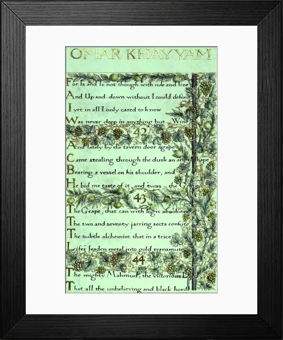 Framed Print : The Rubaiyat of Omar Khayyam, the English version, 1859. Creator: William Morris Framed Print : The Rubaiyat of Omar Khayyam, the English version, 1859. Creator: William Morris