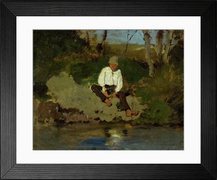 Framed Print : Herdsboy on the Riverbank, 1889-1892. Creator: Ladislav Mednyanszky Framed Print : Herdsboy on the Riverbank, 1889-1892. Creator: Ladislav Mednyanszky
