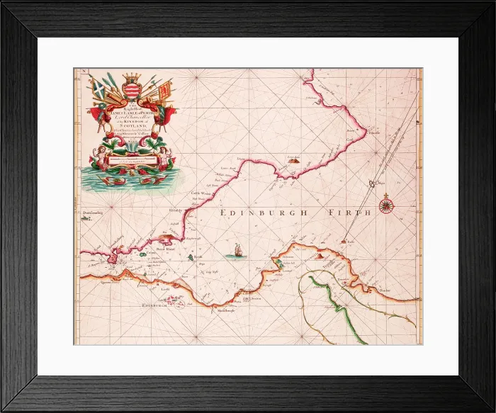 Framed Print : Map of the Firth of Forth, 1689. Creator: Greenvile Collins Framed Print : Map of the Firth of Forth, 1689. Creator: Greenvile Collins