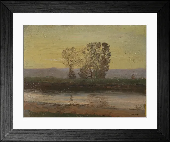 Framed Print : Landscape at Twilight with River and Cluster of Trees, 1895-1905. Creator: Ladislav Mednyanszky Framed Print : Landscape at Twilight with River and Cluster of Trees, 1895-1905. Creator: Ladislav Mednyanszky