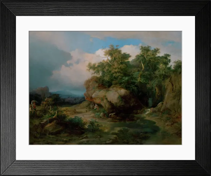 Framed Print : Romantic landscape with figures, c1850. Creator: Karol Vandrak Framed Print : Romantic landscape with figures, c1850. Creator: Karol Vandrak