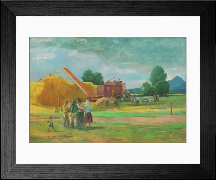 Framed Print : Threshing on State Property, 1950. Creator: Bedrich Hoffstadter Framed Print : Threshing on State Property, 1950. Creator: Bedrich Hoffstadter