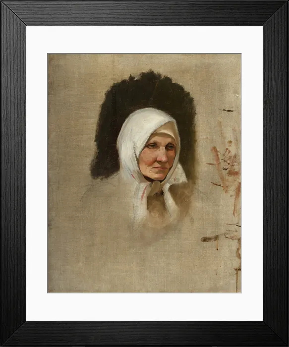 Framed Print : Village Woman in a White Scarf, around 1873-1874. Creator: Ladislav Mednyanszky Framed Print : Village Woman in a White Scarf, around 1873-1874. Creator: Ladislav Mednyanszky