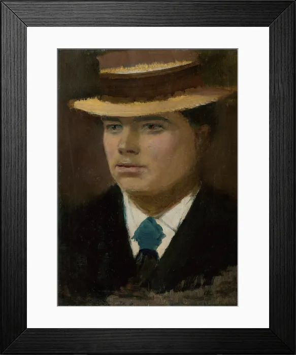 Framed Print : Young Man in a Straw Hat, 1900-1910. Creator: Ladislav Mednyanszky Framed Print : Young Man in a Straw Hat, 1900-1910. Creator: Ladislav Mednyanszky