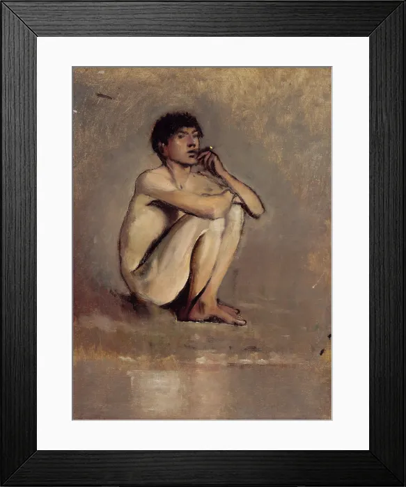 Framed Print : Study of a Seated Nude of a Young Man, 1875-1885. Creator: Ladislav Mednyanszky Framed Print : Study of a Seated Nude of a Young Man, 1875-1885. Creator: Ladislav Mednyanszky
