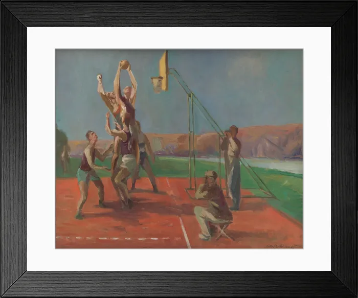 Framed Print : Basketball Players, 1945. Creator: Bedrich Hoffstadter Framed Print : Basketball Players, 1945. Creator: Bedrich Hoffstadter