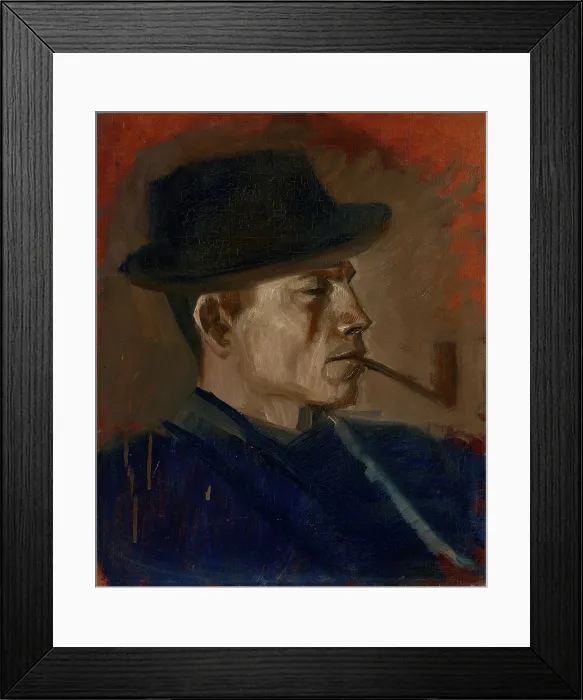 Framed Print : Man in Blue Smoking, 1880-1900. Creator: Ladislav Mednyanszky Framed Print : Man in Blue Smoking, 1880-1900. Creator: Ladislav Mednyanszky