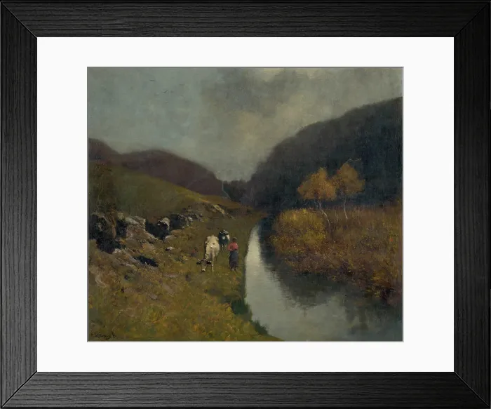 Framed Print : Landscape with Cows, 1880-1900. Creator: Bela Spanyi Framed Print : Landscape with Cows, 1880-1900. Creator: Bela Spanyi