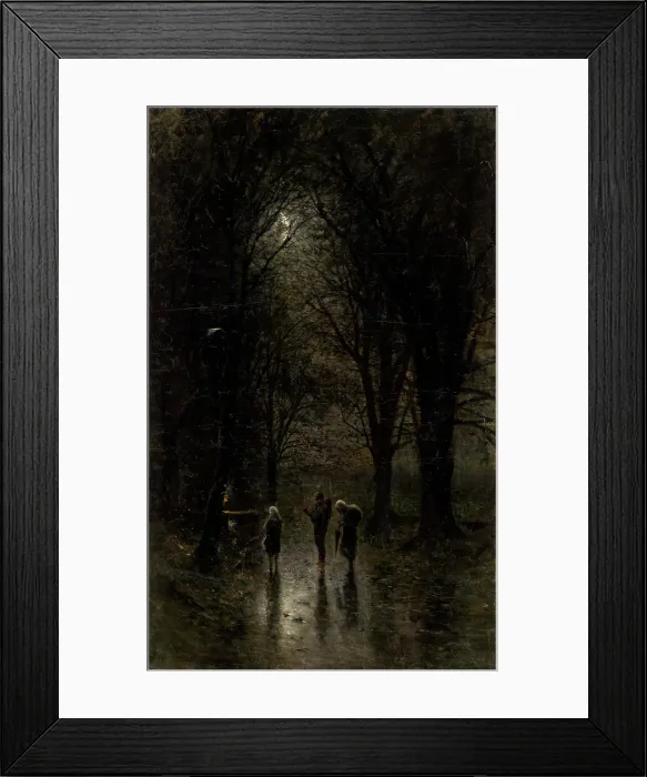 Framed Print : Night Travellers at a Cross (Road through the Woods), 1880-1882. Creator: Ladislav Mednyanszky Framed Print : Night Travellers at a Cross (Road through the Woods), 1880-1882. Creator: Ladislav Mednyanszky