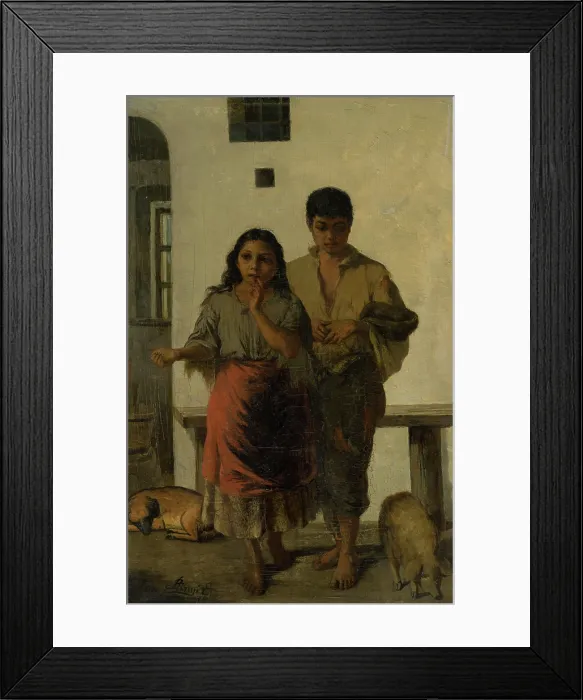 Framed Print : Young gypsies, 1885. Creator: Eduard Hrinak Framed Print : Young gypsies, 1885. Creator: Eduard Hrinak