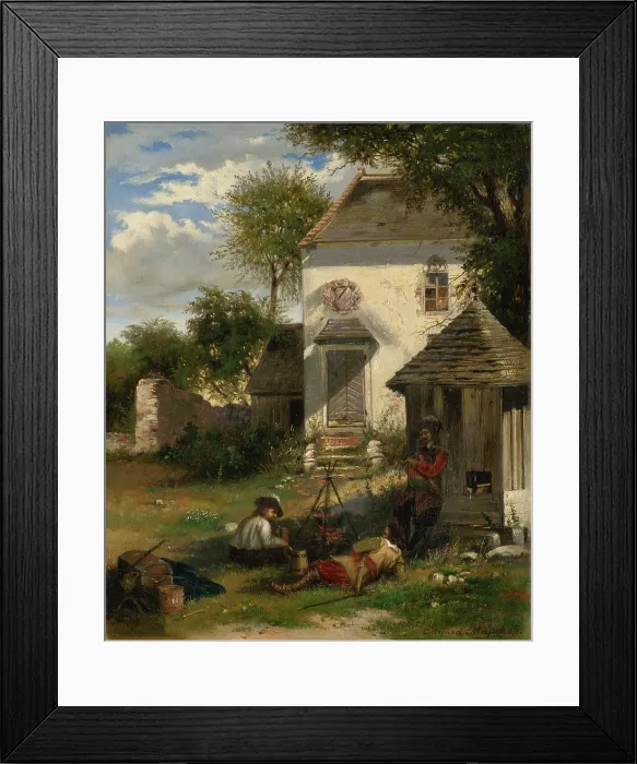 Framed Print : Soldiers camping in a nobleman's yard, scene from the Thirty Years War, 1871 Framed Print : Soldiers camping in a nobleman's yard, scene from the Thirty Years War, 1871