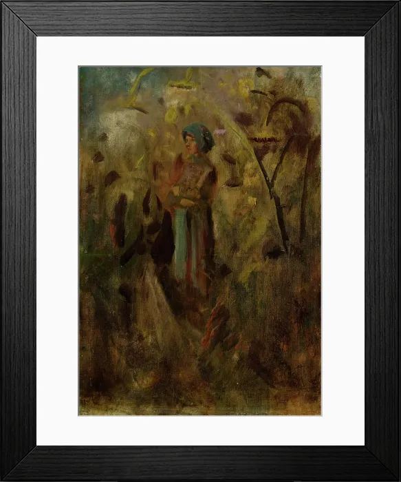 Framed Print : Girl in a Field, 1900-1910. Creator: Ladislav Mednyanszky Framed Print : Girl in a Field, 1900-1910. Creator: Ladislav Mednyanszky