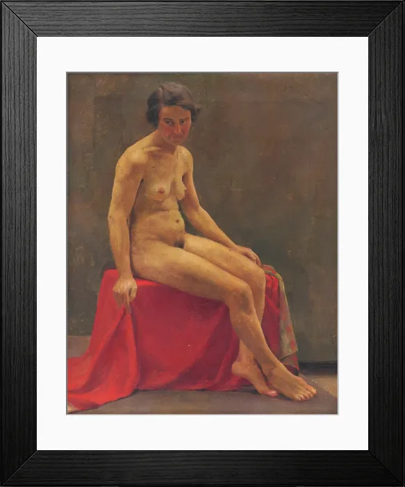 Framed Print : Seated nude, 1920. Creator: Ladislav Treskon Framed Print : Seated nude, 1920. Creator: Ladislav Treskon