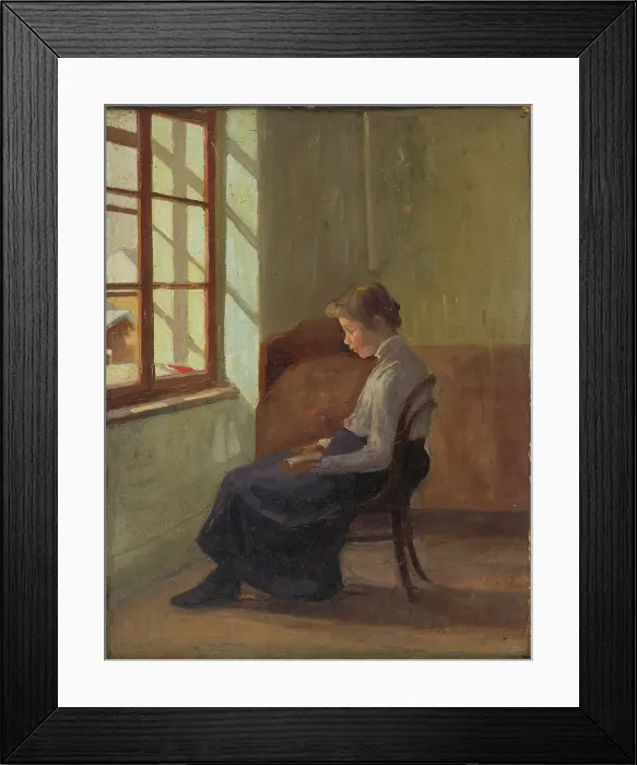 Framed Print : Woman Reading at the Window, around 1905. Creator: Eduard Putra Framed Print : Woman Reading at the Window, around 1905. Creator: Eduard Putra