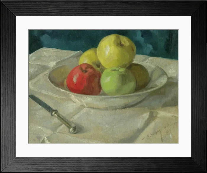 Framed Print : Still life with apples, 1923. Creator: Elemer Koszeghy Framed Print : Still life with apples, 1923. Creator: Elemer Koszeghy