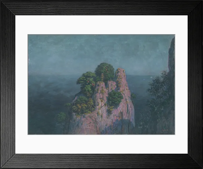 Framed Print : Seascape with Rocks, early 20th century. Creator: Dezider Czolder Framed Print : Seascape with Rocks, early 20th century. Creator: Dezider Czolder