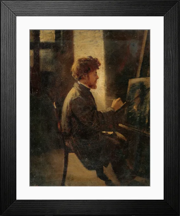 Framed Print : Painter at work, 1870. Creator: Leopold Horovitz Framed Print : Painter at work, 1870. Creator: Leopold Horovitz