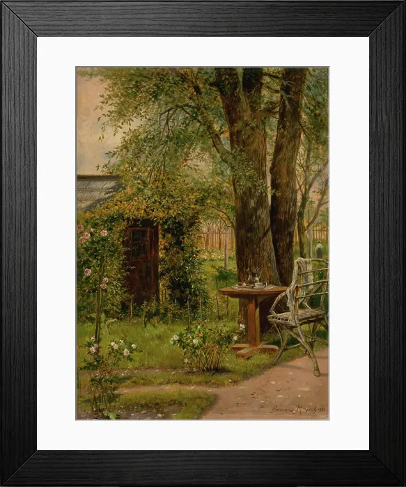 Framed Print : Garden with a table, 1902. Creator: Eduard Majsch Framed Print : Garden with a table, 1902. Creator: Eduard Majsch