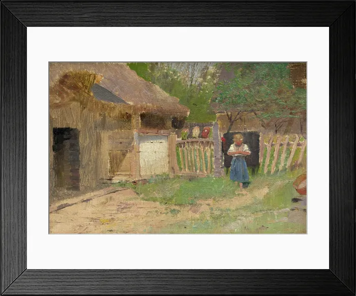 Framed Print : Girl in a Farmyard, 1880-1900. Creator: Ladislav Mednyanszky Framed Print : Girl in a Farmyard, 1880-1900. Creator: Ladislav Mednyanszky