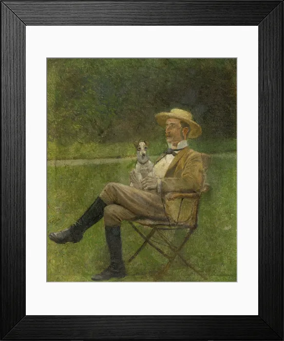 Framed Print : Study of a Seated Man with a Dog, 1880-1900. Creator: Ladislav Mednyanszky Framed Print : Study of a Seated Man with a Dog, 1880-1900. Creator: Ladislav Mednyanszky